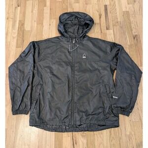 Sierra Designs Mens XXL Full Zip Hooded Windbreaker Jacket Black Microlight